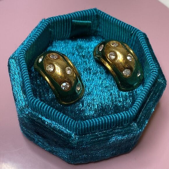 💛 Vintage Nolan Miller Gold Celestial Crystal Earrings - Picture 3 of 5